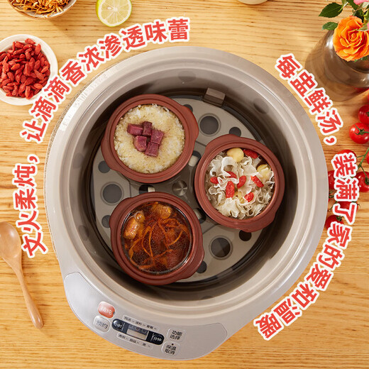 Yili electric stew pot, electric stew pot, stew pot, 4-person household water-proof stew pot, electric casserole, purple casserole, porridge pot, stew rice, health artifact, scheduled time, one pot, 4 gallbladders, 3.2L DZ32-1 3.2L *2-4 people