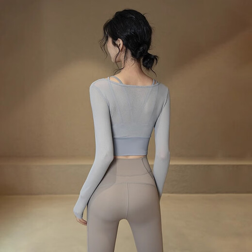 ACKDCS high-looking yoga clothing tops for women in autumn new sports tennis shock-proof long-sleeved Pilates fitness clothing with chest pads