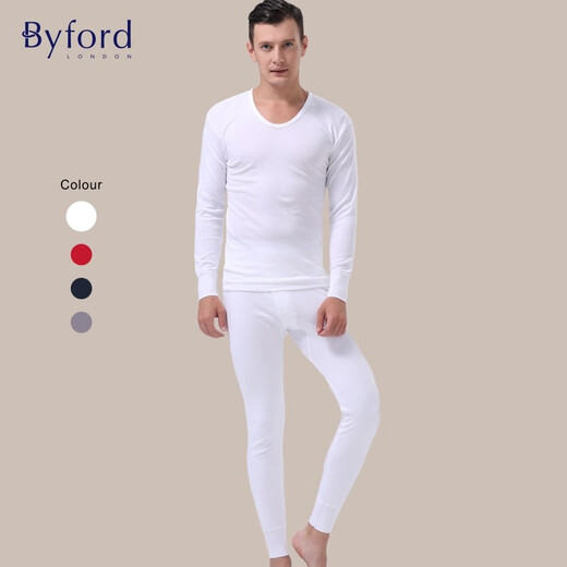 BYFORD (BYFORD) men's autumn clothes and autumn pants cotton counter knitted thermal underwear set long sleeve base men's red MW8826846 MW8826 top-white-thin 2XL