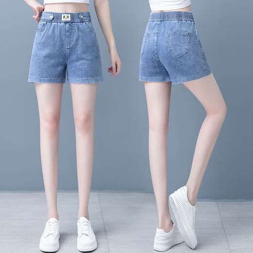 SOVK天丝牛仔短裤女2025夏季新款韩版百搭薄款宽松直筒高腰A字阔腿热 蓝色冰丝702-3优质面料 26 建议80-90斤