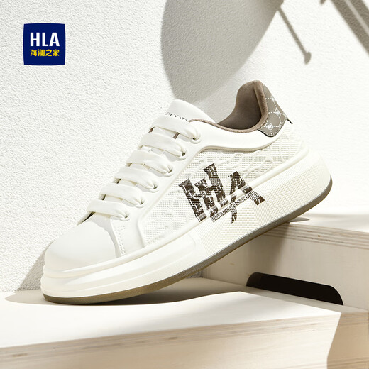 海澜之家（HLA）男鞋时尚小白鞋子男士百搭夏季休闲板鞋HAABXM3DFH370 白棕色42