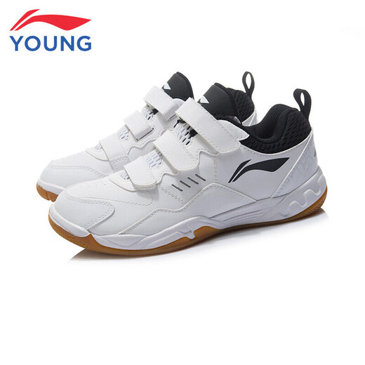 Li Ning 2025 New Product Almighty King Flying 3 JR Big Children's Wear-Resistant and Comfortable Badminton Training Shoes Children's Badminton Training Shoes Standard White 34 (210mm)