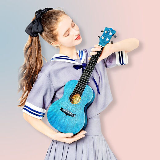 kaka25d veneer beginner ukulele children adult men and women Uklili small guitar rosemary blue-vone electric box model [performance] 21 inches
