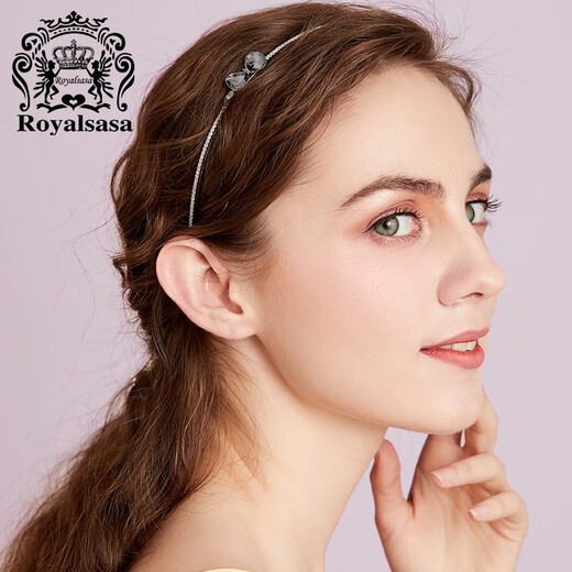 Royal sasa Royal salsa Korean bow sweet and thin headband simple metal headband pressed hairpin adult female headwear dark gray GA