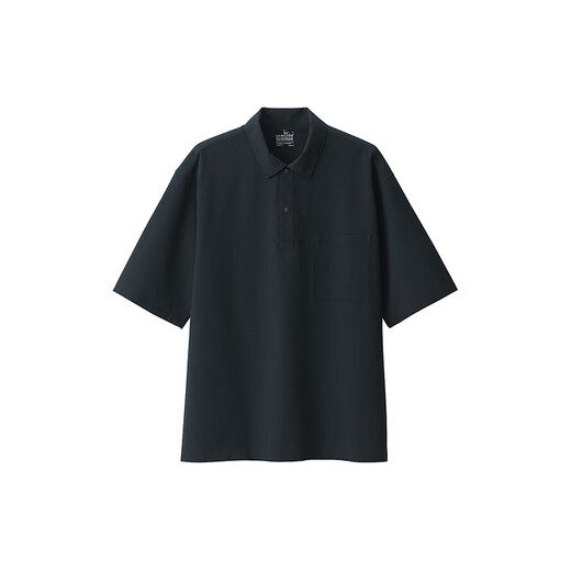 MUJI Men's Easy-Dry Wide Quarter-Sleeve POLO Shirt Men's T-Shirt Top Men's AC4ATA4A Dark Navy M (170/92A)