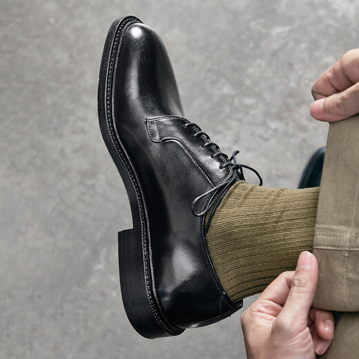 Tired children UK01 British last German Wanhame calf leather Italian V sole Commuter wedding shoes glossy derby shoes German red brown calf F1349+ English bean sole E last 41