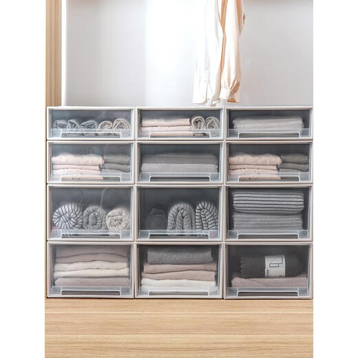 Boîte de rangement de rangement de garde-robe SpaceXpert Cabinet en plastique Cermeaux de stockage maison Boîte de rangement Boîte de rangement E3523 Profondeur de verrouillage épaissie 47 Largeur 35 Hauteur 23