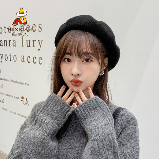 Scarecrow beret women's autumn and winter hat fashion versatile warm ins Korean version of the trendy internet celebrity style painter hat for women big red regular version