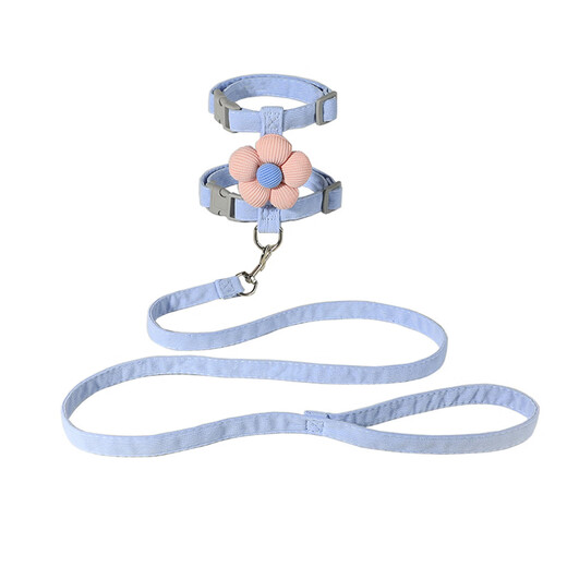 Hanhan Paradise Cat Rope Cat Traction Rope Collar Anti-Escape Cat Rope Chain Rabbit Pet Harness Collar Blue S