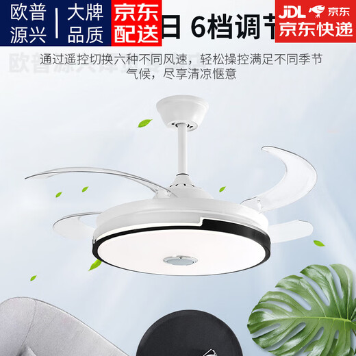 XMSJ隐形风扇灯现代简约餐厅吊扇灯客厅卧室家用风扇吊灯批发 6623白-42寸变频遥控