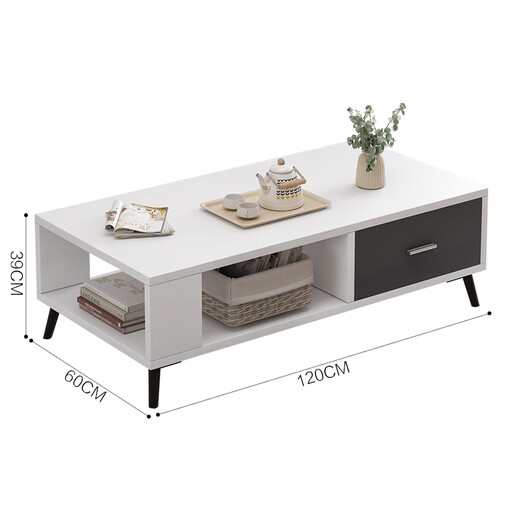 Yameile coffee table for living room, modern and simple, small household double-layer storage with drawer coffee table table