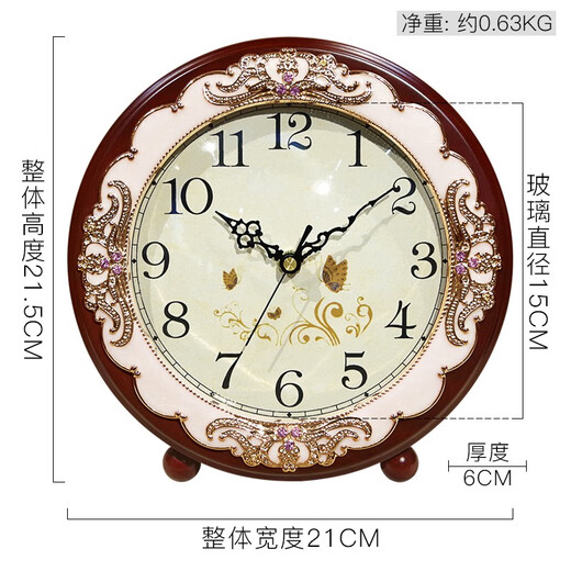 Hanshi (Hense) European retro small clock bedroom living room table clock wooden decorative clock desktop classical quartz clock HD282