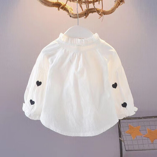 Shanou 2026 Spring and Autumn New Girls Cotton Shirt Long Sleeve Top 0-1-2-35 Baby Girl Shirt YSS Shirt Heart-Pink 90 cm