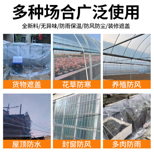 Yuanxing (YUANXING) plastic film thickened transparent plastic cloth rainproof cloth decoration dustproof insulation film greenhouse film waterproof cloth 8 wires 2*2