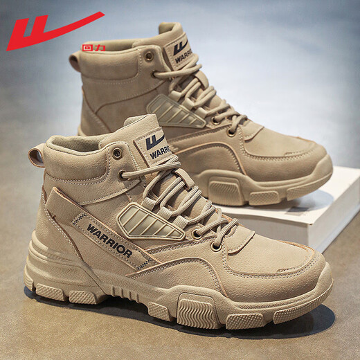 Huili Martin Boots Herrenschuhe High Top Winter Baumwollschuhe Retro -Arbeitsstiefel plus samt verdickte Schneewanderstiefel Freizeitschuhe Männer Khaki vier Jahreszeiten/0502 41