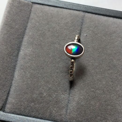 Qingmeng Canada's new other/other natural crystal/semi-precious gold ring ammolite stone ring