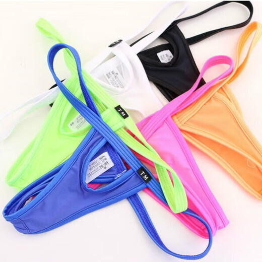 Sexy underwear 2024 new men's thong front hollow design, no need to take off, thin nylon stretch, comfortable and sexy T pants, low waist underwear, sexual perversion, adult teasing supplies, blue XL