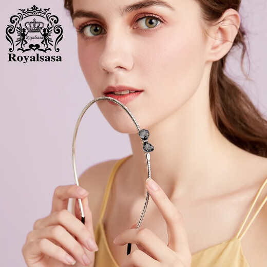 Royal sasa Royal salsa Korean bow sweet and thin headband simple metal headband pressed hairpin adult female headwear dark gray GA