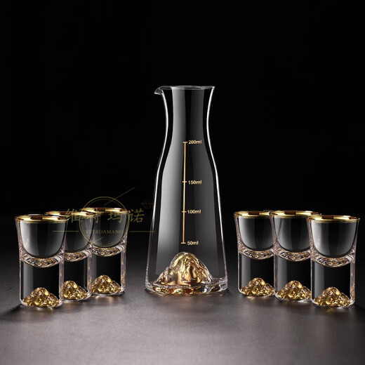 VETROAMANO crystal glass Jinshan white wine cup scale wine divider storage set high-end one-cup spirits cup 8 pots 8 cups handleless Jinshan style