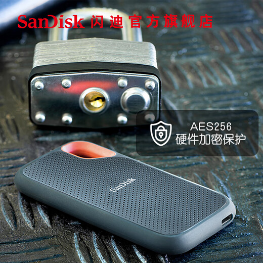 闪迪（SanDisk） Type-C接口NVMe高速SSD移动固态硬盘E61存储USB3.2Gen2 黑色 高速读取1050MB/S 至尊极速卓越版500G（送收纳包）