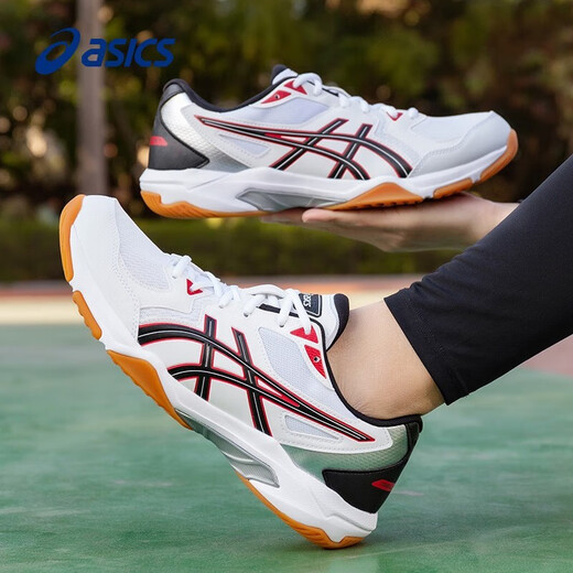 ASICS Feather Shoes Men's Shoes GEL-ROCKET 10 New Cushioning, Wear-Resistant and Breathable Professional Training Sports Shoes White Orange (Officially Authorized, Ready for Quick Delivery) 39