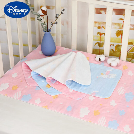 Almohadilla de tubería de gasa de Disney algodón puro impermeable al agua recién nacida para la almohadilla a prueba de fuga y se puede lavar y transpirable protección de orina para bebé almohadilla durante la noche 25*35 azul 5 tiras 0x0cm