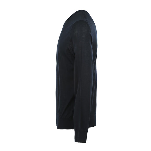 Ermenegildo Zegna men's loose thin round neck wool pullover knit casual versatile sweater UAM00110B0 dark blue 48 (S/M)