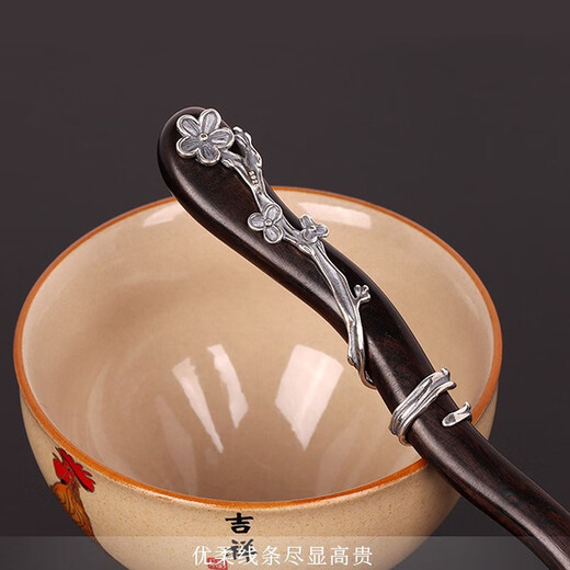 Su Shiliu 925 silver sandalwood hairpin hairpin retro cheongsam new Chinese style headwear female birthday gift for wife and girlfriend plum blossom ebony hairpin
