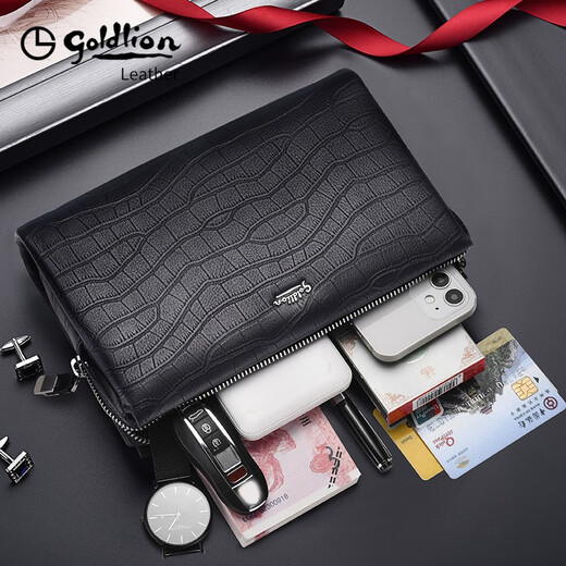 Jinlilai Handbag para hombres de cuero genuino de cuero antirrobo de la contraseña de bloqueo de la capa superior de la capa de vaca 2025 NUEVO bolso de mano alta negra