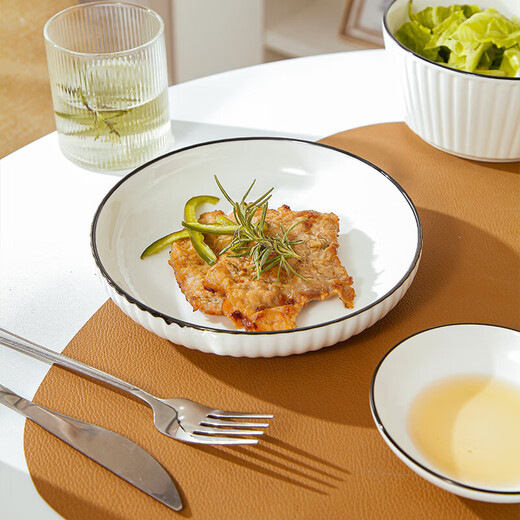 WEIMINGNUO ceramic tableware set, household rice bowl, noodle bowl, plate, chopsticks and spoon, 6-piece vertical grain set for one person