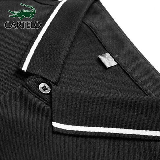 CARTELO Polo shirt men business casual lapel base shirt men solid color versatile T-shirt men top J1F2061120068 black 2XL