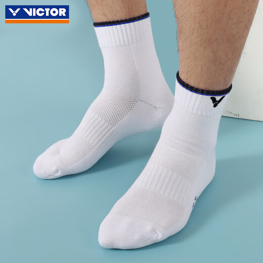 VICTOR Victory Badminton Socks Men's Thickened Towel Soled Sports Socks Mid-calf Socks Sweat-Absorbent Breathable Non-Slip Wear-Resistant SK112 SK149-F Nautical Blue One Size