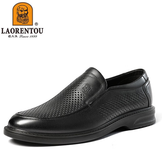 Zapatos de cuero para hombres Old para hombres (Laorentou) Summer Hollow Casual Shiphide Foothide Faith Shoes Shoes LL12027 Negro 40