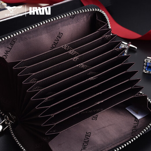 Septwolves men's card holder genuine leather large-capacity driver's license card holder card holder 2025 new cowhide men's high-end document bag new model on the market