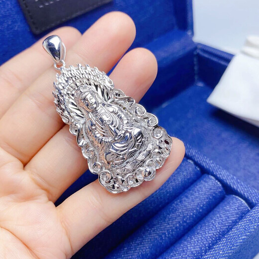 Heye Jewelry Pt950 platinum pendant, Flame Guanyin high-end model, men's and women's pendant, platinum, men's and women's, 10.24 grams, 15mm wide, 38mm high including buckle, free leather cord.