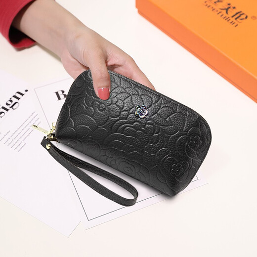 Sephren Xiaoxiangfeng Camellia Leather Handbag pour les femmes 2025 Nouveau téléphone mobile Walking Small Soft Cowhide Grand Capacité Coupon Black