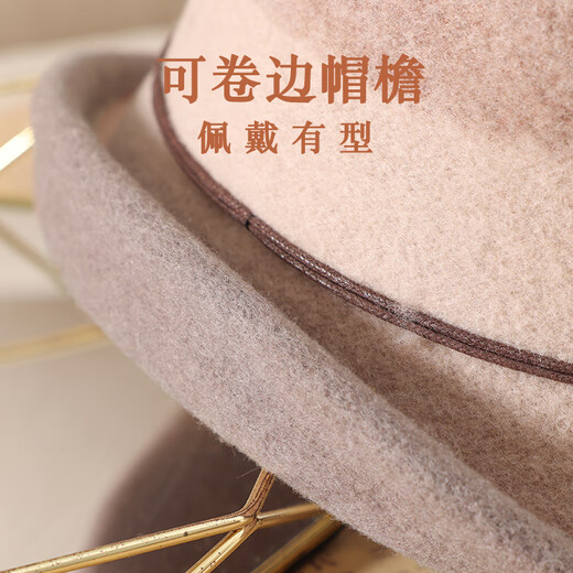 
Buta hat for women in autumn and winter Japanese versatile wool fisherman hat fashionable simple face small street curly top hat khaki