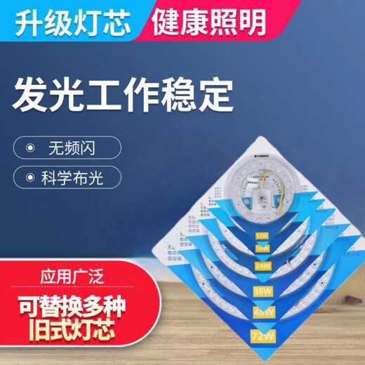 Xuan Kashi LED ceiling lamp wick led lamp panel upgraded version round energy-saving household panel module edge drive patch 24W edge drive diameter 19.5cm white light