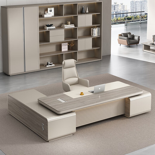 Chengyu boss desk office desk simple modern light luxury leadership office desk and chair combination president executive desk 2.2m double side cabinet + 2.4m background cabinet + boss chair