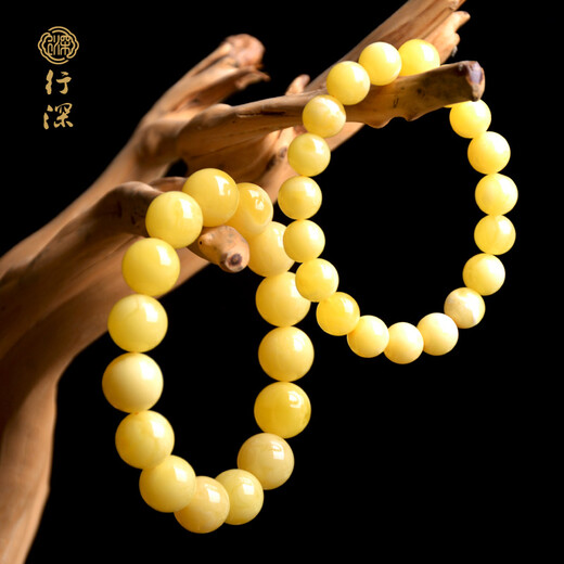 Xingshen original ore amber beeswax 7-13mm Russian material white flower bracelet for men and women single circle one item one certificate 12+mm 15 pieces suitable for hand circumference 16-17cm