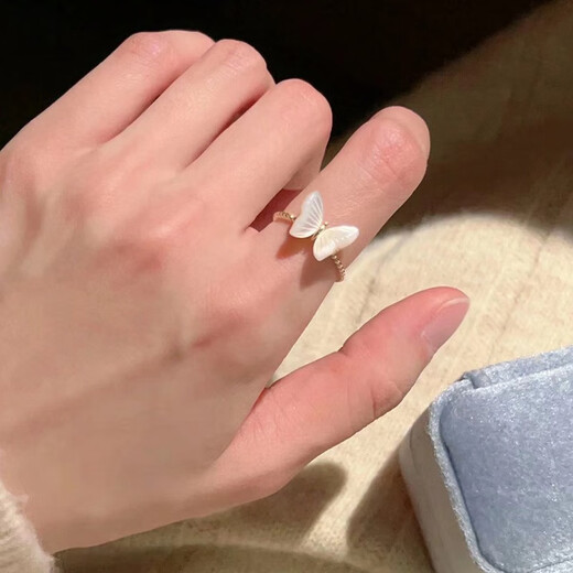 滴油珐琅蝴蝶戒指女小众感轻奢不掉色网红洋气百搭指环 J3271