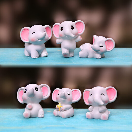 Cartoon Baby Elefant Ornamente süße Cartoon Baby Elefant Elefant Model Blindbox Spielzeug Desktop Mini Simulation Tiersitzung Süßes Baby Elefant (einfaches Outfit