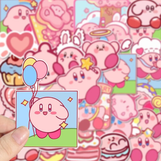 Netter Star Kirby Kirby Aufkleber Cartoon Mobile Aufkleber Tablette Wasserbecher Handkonto DIY kleiner Aufkleber wasserdichte Aufkleber zufällig 10