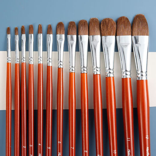 Brush, gouache brush, round head oil brush flat head set, watercolor acrylic water chalk, special for art students, 6 pieces [13579 11]+ ​​line pen box