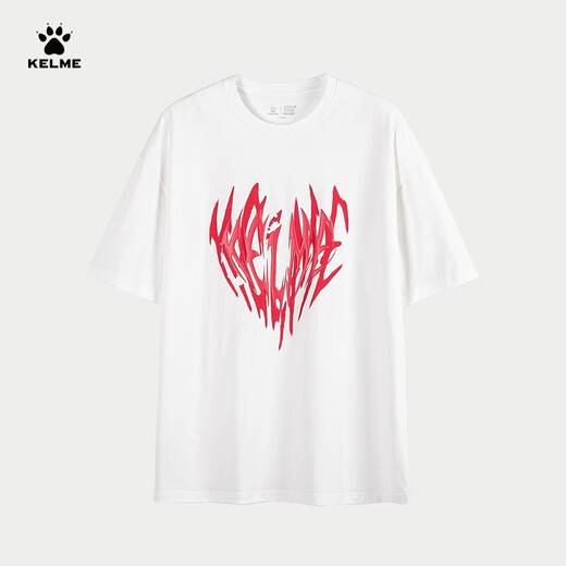 
KELME round neck T-shirt men's loose summer new pure cotton short-sleeved casual football trendy cultural shirt 9224TX1056 White M