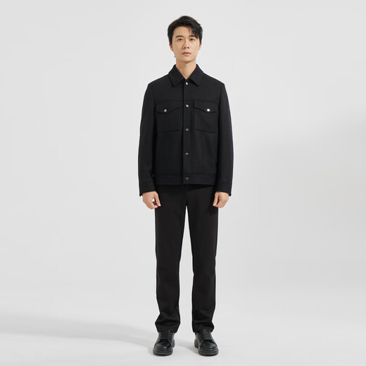Lilang Light Fashion Men's Clothing [Mismo modelo en el centro comercial]] Catón de lana de lana corta de tejido de lana Cálida A4DYR903 Black XL (175)