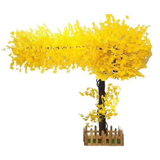 Flower e-flow simulated ginkgo tree, fake tree, large hotel interior decoration, landscaping plant and green plant project, customized golden wishing tree (round) 1.5 meters high and 1 meter wide
