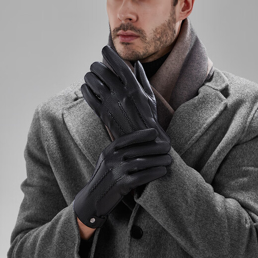 Red Dragonfly Sheepskin Gloves Men's Winter Warm Gloves Plus Velvet Windproof and Coldproof Cycling Motorcycle Genuine Leather Gloves