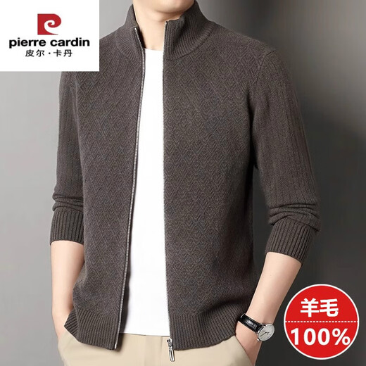 皮尔卡丹（pierre cardin）冬季新款羊毛衫男半高领拉链加厚保暖羊毛针织开衫毛衣外套男 盛世灰 3722 185/3XL体重180~200斤