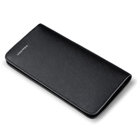 
WILLIAMPOLO Emperor Paul 17cm men's long wallet card bag thin style without folding whole 100 yuan cowhide card bag black cross pattern simple length 17.2cm